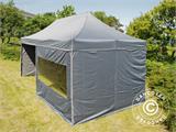 Faltzelt FleXtents PRO 3x6m Grau, mit 6 Seitenwänden