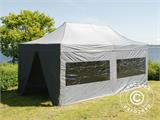 Gazebo pieghevole FleXtents PRO 3x6m Grigio, inclusi 6 fianchi