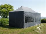 Faltzelt FleXtents PRO 3x6m Grau, mit 6 Seitenwänden