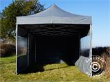 Faltzelt FleXtents PRO 3x6m Grau, mit 6 Seitenwänden