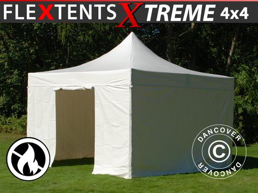 Vouwtent/Easy up tent FleXtents Xtreme 50 Heavy Duty 4x4m, Wit inkl 4 Zijwanden