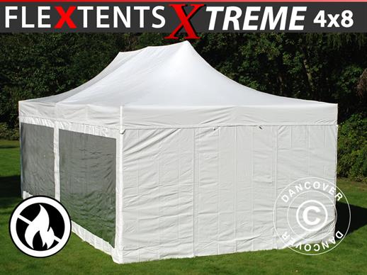 Vouwtent/Easy up tent FleXtents Xtreme 50 Heavy Duty 4x8m Wit, inkl. 6 Zijwanden