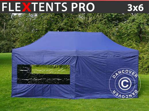 Tente Pliante FleXtents PRO 3x6m Bleu foncé, avec 6 cotés