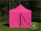 Tente pliante FleXtents PRO 3x3m Rose, avec 4 cotés