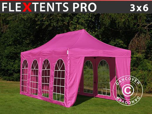 Namiot Ekspresowy FleXtents PRO Vintage Style 3x6m Różowy, mq 6 ściany boczne