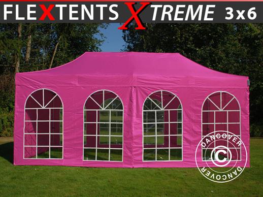 Brzo sklopivi paviljon FleXtents Xtreme 50 Vintage Style 3x6m Ružičasta, uključ. 6 bočne stranice