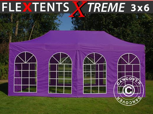Tente pliante FleXtents Xtreme 50 Vintage Style 3x6m Violet, avec 6 cotés