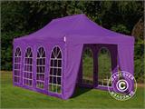 Pop up gazebo FleXtents Xtreme 50 Vintage Style 3x6 m Purple, incl. 6 sidewalls
