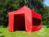 Faltzelt FleXtents PRO 3x4,5m Rot, mit 4 Seitenwänden