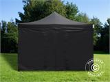 Faltzelt FleXtents PRO 4x4m Schwarz, mit 4 Seitenwänden