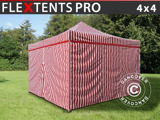 Namiot ekspresowy FleXtents PRO 4x4m Pasiasty, 4 ściany boczne