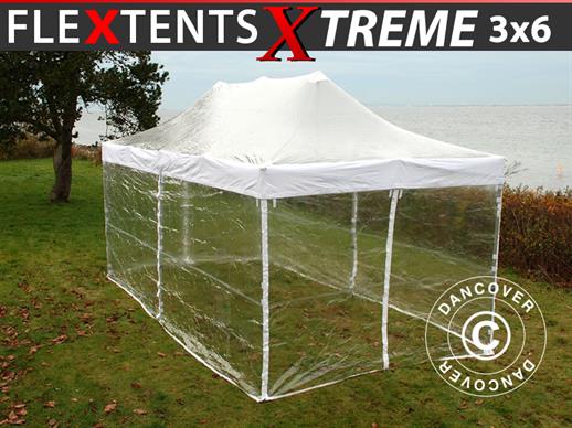 Tente pliante FleXtents Xtreme 50 3x6m Transparent, avec 6 cotés