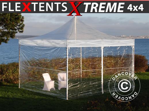 Snabbtält FleXtents Xtreme 50 4x4m Transparent, inkl. 4 sidor