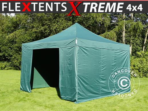 Namiot ekspresowy FleXtents Xtreme 50 4x4m Zielony, mq 4 ściany boczne