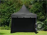 Faltzelt FleXtents PRO Peak Pagoda 3x3m Schwarz, mit 4 Seitenwänden