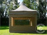 Gazebo pieghevole FleXtents PRO Peak Pagoda 3x3m Latte, incluso 4 pareti laterali