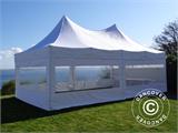 Faltzelt FleXtents PRO Peak Pagoda 4x8m Weiß, mit 6 Seitenwänden