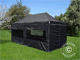 Brzo sklopivi paviljon FleXtents Pro 4x8m Crna, uključ. 6 bočne stranice