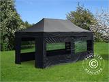 Faltzelt FleXtents PRO 4x8m Schwarz, mit 6 Seitenwänden