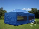 Faltzelt FleXtents PRO 4x8m Blau, mit 6 Seitenwänden