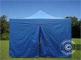 Faltzelt FleXtents PRO 4x8m Blau, mit 6 Seitenwänden