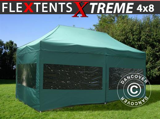 Faltzelt FleXtents Xtreme 50 4x8m Grün, mit 6 Seitenwänden