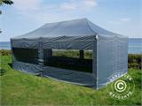 Faltzelt FleXtents PRO 4x8m Grau, mit 6 Seitenwänden