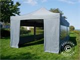 Gazebo pieghevole FleXtents PRO 4x8m Grigio, inclusi 6 fianchi