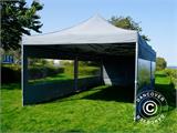 Faltzelt FleXtents PRO 4x8m Grau, mit 6 Seitenwänden