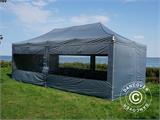 Faltzelt FleXtents PRO 4x8m Grau, mit 6 Seitenwänden