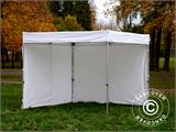 Pop up gazebo FleXtents® PRO Exhibition w/sidewalls, 3x3 m, White, Flame Retardant