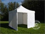 Carpa plegable FleXtents PRO 3x3m Blanco, Ignífuga, Incl. 4 lados