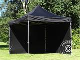 Carpa plegable FleXtents PRO 3x3m Negro, Ignífuga, incl. 4 lados