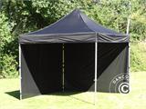 Tente pliante FleXtents PRO 3x3m Noir, Ignifugé, avec 4 cotés