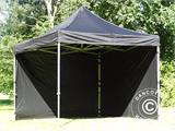 Faltzelt FleXtents PRO 3x3m Schwarz, Flammenhemmend, mit 4 Seitenwänden