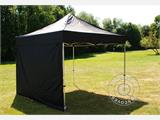 Prekybinė palapinė FleXtents PRO 3x3m Juoda, Liepsnai nepralaidus, įsk. 4 šonines sienas