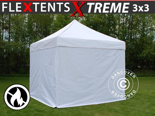 Namiot Ekspresowy FleXtents Xtreme 50 3x3m Biały, Ogniotrwale, mq 4 ściany boczne