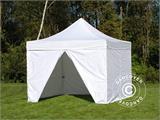 Vouwtent/Easy up tent FleXtents PRO 4x4m Wit, Vlamvertragende, inkl. 4 Zijwanden