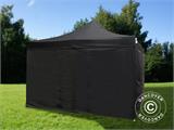 Faltzelt FleXtents PRO 4x4m Schwarz, Flammenhemmend, mit 4 Seitenwänden