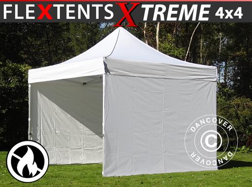 Namiot Ekspresowy FleXtents Xtreme 50 4x4m Biały, Ogniotrwale, mq 4 ściany boczne