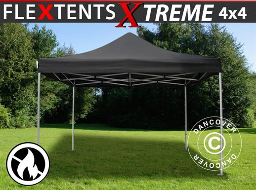 Saliekamā nojume FleXtents Xtreme 50 4x4m Melns, Liesmu slāpējošs