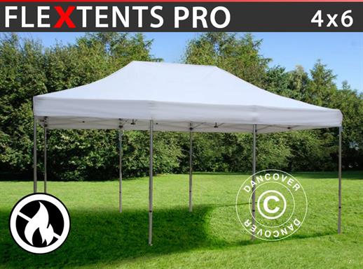 Faltzelt FleXtents PRO 4x6m Weiß, Flammenhemmend