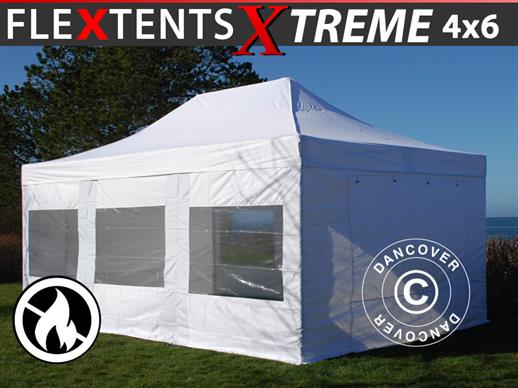 Namiot Ekspresowy FleXtents Xtreme 50 4x6m Biały, Ogniotrwale, mq 8 ściany boczne