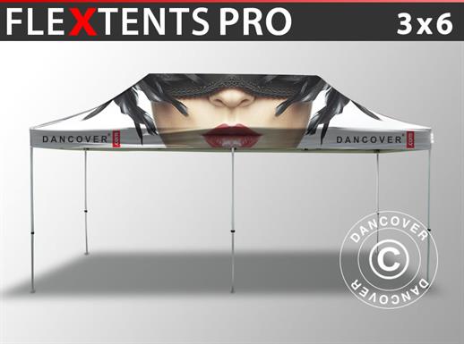 Pop up gazebo FleXtents PRO with full digital print, 3x6 m