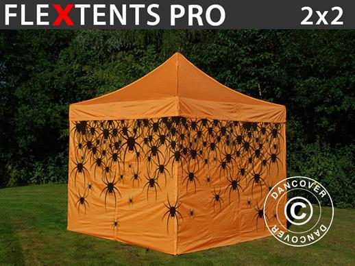 Gazebo pieghevole FleXtents PRO con completa stampa digitale, 2x2m, incl. 4 pareti laterali