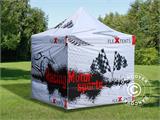 Gazebo pieghevole FleXtents PRO con completa stampa digitale, 2x2m, incl. 4 pareti laterali