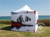 Gazebo pieghevole FleXtents PRO con completa stampa digitale, 2x2m, incl. 4 pareti laterali