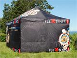 Gazebo pieghevole FleXtents PRO con completa stampa digitale, 3x6m, incl. 4 pareti laterali