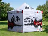 Gazebo pieghevole FleXtents PRO con completa stampa digitale, 4x4m, incl. 4 pareti laterali