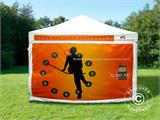 Gazebo pieghevole FleXtents PRO con completa stampa digitale, 4x4m, incl. 4 pareti laterali